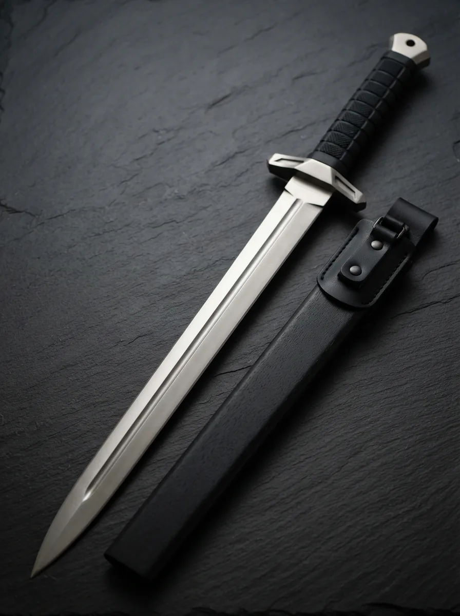 Full view of the Honshu Tactical Broadsword with its scabbard
