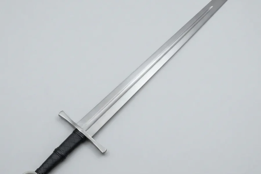 The Honshu 14th Century Italian Longsword, a long, straight sword with a detailed wheel pommel.