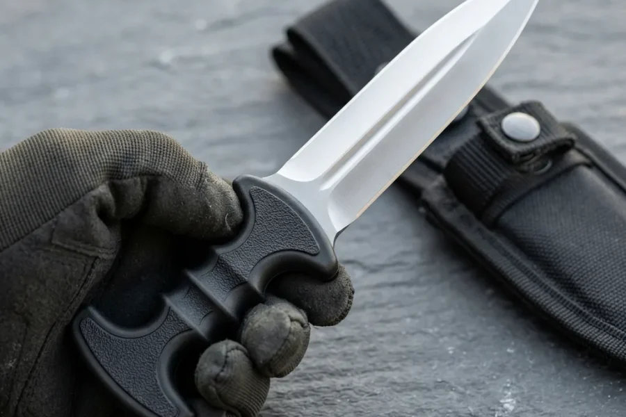 Honshu Guardian push dagger with a double-edged spear-point blade and finger-grooved polymer handle.
